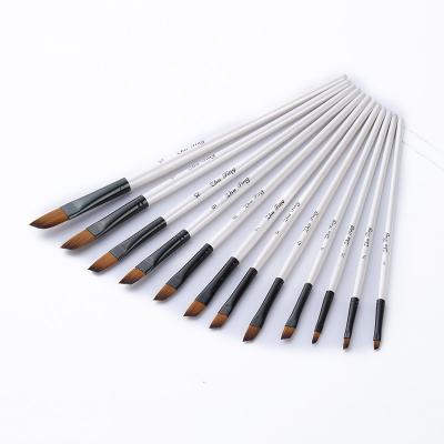 China 12pcs Large Design Acrylic Watercolor Brush Nylon Paint Brush Artist Customized Painting Brush for sale