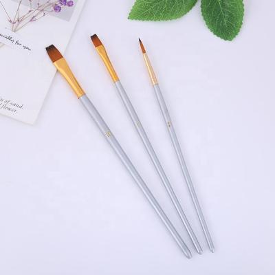 China 3pcs Nylon Different Size falt and Round Paint Brush Set Acrylic Artist Paint By Numbers Paint Brush Set for sale