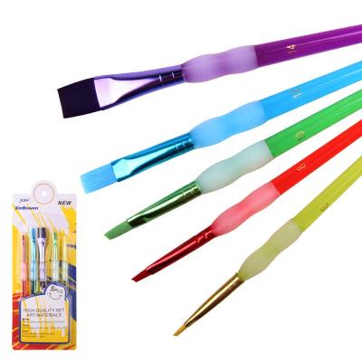 China Amazon Amazon Hot Selling 5pieces Large Chubby Arts Choice Nylon Kids And Crafts Kids Paint Brush Set for sale