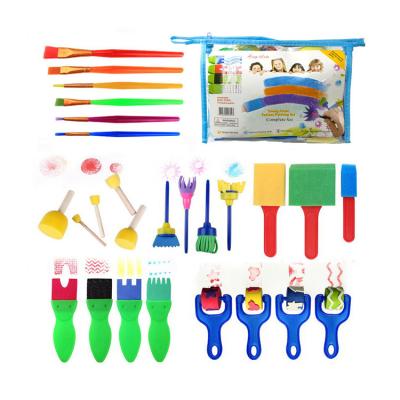 China 30 Pcs Kids Drawing Tools Educational Game Art Supplies Educational DIY Toys Sponge Painting Reading Brush for sale