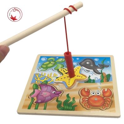 China Cartoon Toy Baby Wooden Toys Puzzle Magnetic Fishing Game for sale