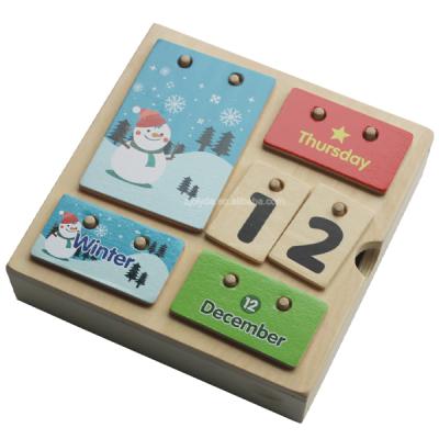 China Toy Preschool Educational Wooden Calendar Puzzle for sale