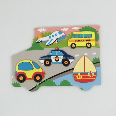 China Car Shape Traffic Eco - Friendly Handmade Wooden Puzzles for sale