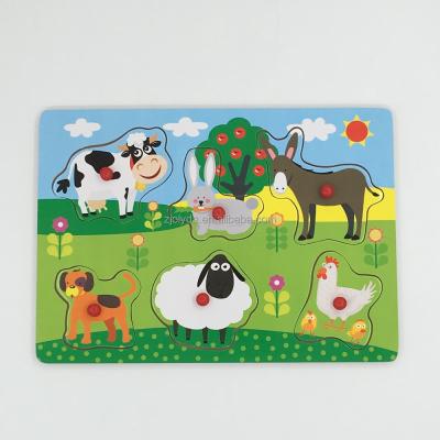 China Eco-friendly Farm Animals Wooden Peg Puzzle for sale