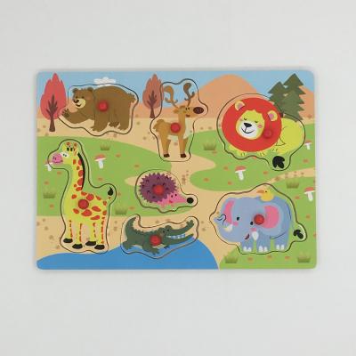 China Eco-friendly funny jigsaw animal puzzle with plastic peg for sale