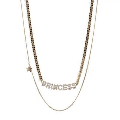 China FASHIONABLE Korean rhinestone letter fold wears necklace CIA cold wind female multi-layer clavicle chain contracted temperament neckerchief chain for sale