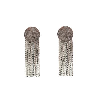 China FASHIONABLE Vintage Light Design 18K Metal Round Stud Fringe Earrings 925 Premium French Silver Cold Wind Pin Earrings Clip for sale