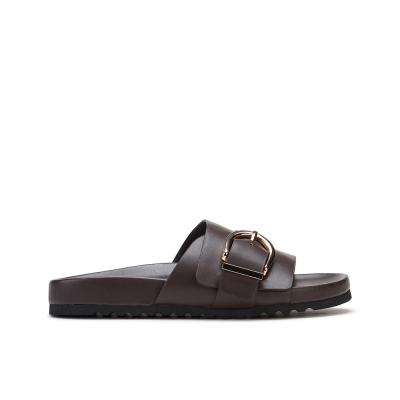 Κίνα Δερμάτινο Casual Chic Γυναίκες Flat Slide Σάνταλα με ανοιχτό δάχτυλο και Slip On σχεδιασμό προς πώληση