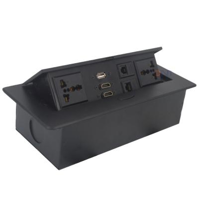 China Office table mounted round corner multimedia table top socket box for sale