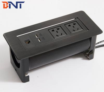 China Thick aluminum panel touch press conference table flip up power outlet for sale