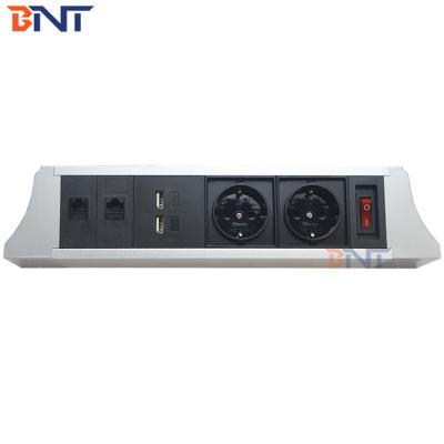 China Office Aluminum Under Table Interconnect Electrical Socket / Electric Under Desk Mounted Socket for sale