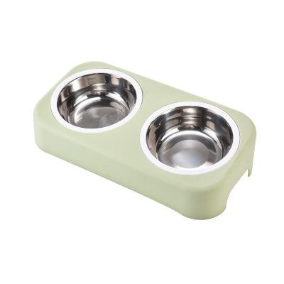 China New Stainless Steel Dog Cat Bowl Pet Bowl Pet Stored Plastic Double Feeder Dog Food Bowl PP Solid Color Wholesale for sale