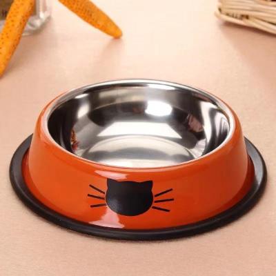 China Cat Bowl Stainless Steel Viable Thickened Double Bowl Dog Bowl Food Basin Tableware Rice Bowl Explosion Pet Products for sale