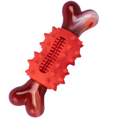 China Stocked Pet Toy Factory Wholesale Dog Bite Rubber Teeth Amazon Brand Clean Chew Bone Dog Toy for sale