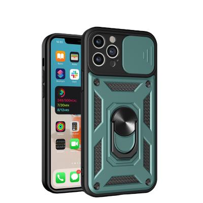 China Shockproof Anti-Fall PC TPU Slide Camera Cover Hybrid Case For iPhone 7 8 Plus Ring Holder Cases for sale