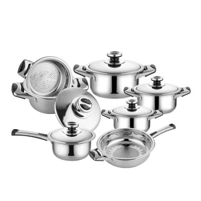 China Sustainable Foreign Trade 12 Piece Stainless Steel Pot Soup Pot Set Cooking Pot Cookware Cooking Ware Set for sale