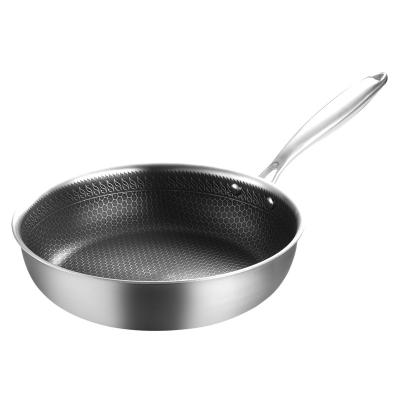 China Modern Heavy Duty Cookware Cooking Pot Kitchen Pan With Lids For Gas Induction Stainless Steel Nonstick Honeycomb Frying Pan for sale