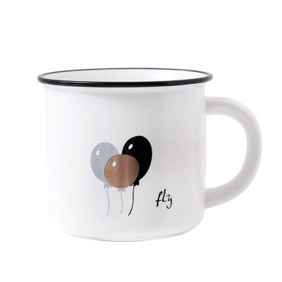 China 400ml Wide Mouth Cup Viable Japanese Enamel Cup Simple Large Capacity Breakfast Milk Coffee Mug Gift Mug for sale