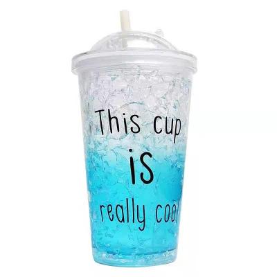 China Direct Wholesale Viable Plastic Straw Cup Double Freeze Cup Summer Custom Factory Supply Celebrity Slide Online Refrigeration Crushe for sale