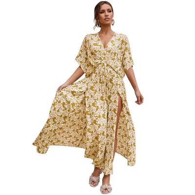 China High Quality Anti-Wrinkle Dress Long Skirt Women Floral Summer Casual Wear Dresses for sale