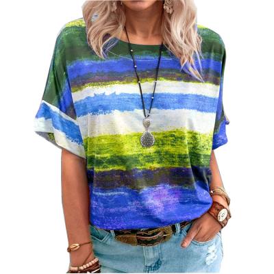 China Anti-Wrinkle Seasons All Colored Casual Women's Girl's T-shirts Border Stripe Top Print For Girls for sale