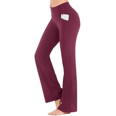 China Anti-Wrinkle Women's Yoga Pants With Pockets Straight-Leg Comfortable Upper Waist Pants for sale