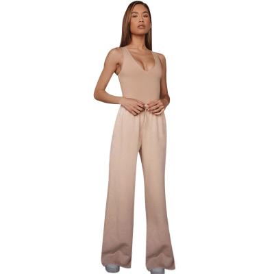 China Anti-Wrinkle Loose Wide Leg Solid Color Relaxing Long Harem Pants Joggers For Women Ladies for sale