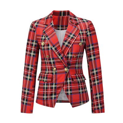 China Breathable Plaid Blazer Fashionable Ladies Cross Casual Lady Women Suits Coats for sale