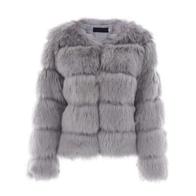 China Anti-wrinkle Faux Fox Fur Color Women's Coats Stripe Jackets For Ladies for sale