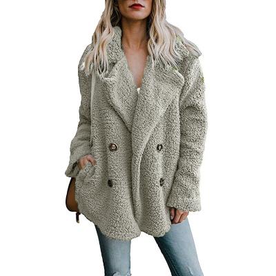 China Windproof Women's Faux Fur Coat Double Breasted Clothing Coats For Women for sale