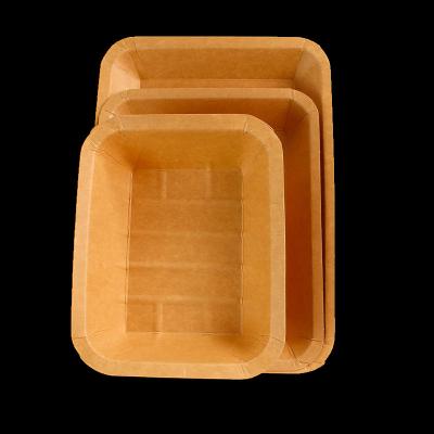 China Bio-degradable 4# Disposable Food Packing Box In Paper Kraft Paper Takeaway Food Box Takeaway Food Box for sale