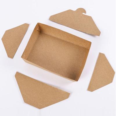 China Bio-degradable 5# Carry Out Box Kraft Paper Eco Friendly To Go Containers For Food Snack for sale