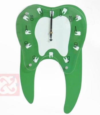 China Tooth Shape Wall Clock from Patterns Dentis Decor and Gift in Green/Blue for sale