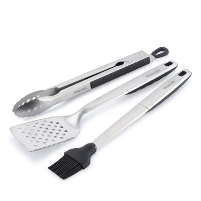 China New Amazon Design Soft Touch Handle Stainless Steel BBQ Tools Easily Cleaned BBQ Tool Kit For BBQ Cooking for sale