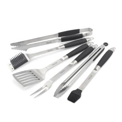 China Popular Easily Cleaned Hole Stainless Steel Barbecue Tool Kit Stainless Steel BBQ Grill Tool Kit With TPR Coating Handle for sale