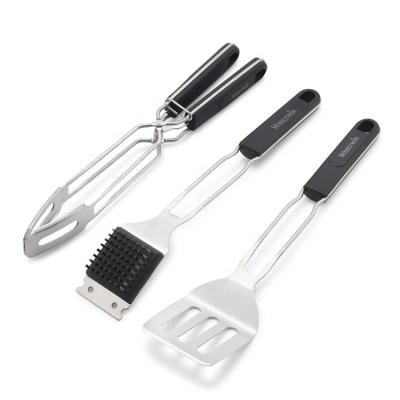 China New Design Easily Cleaned Three-Piece Barbecue Tool Kit Soft Touch Handle BBQ Tool Kit For Outdoor Living for sale