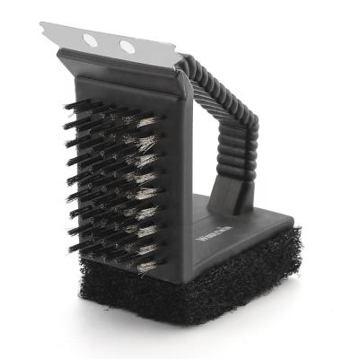 China Bestselling Easily Cleaned 3 in 1 Mini BBQ Brush Grill Cleaning Brush for BBQ Grill Cleaning for sale