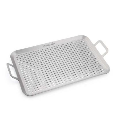 China Hot Sale Dustproof Durable Large Size Stainless Steel Grill Pan BBQ Whole Grill Tray With Handle for sale