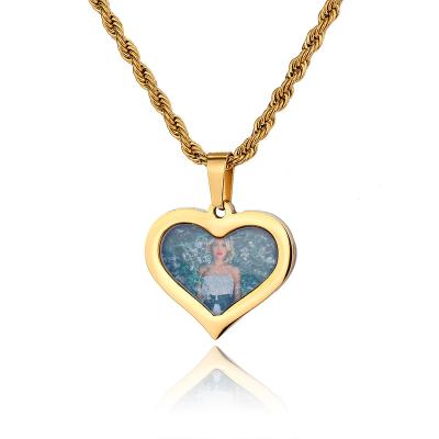 China New Style Stainless Steel Heart Photo Memory Pendant Custom Empty Picture Pendant Women Men Environmentally Friendly for sale