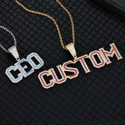 China 2022 New Style Diamond Two Tone Custom Name Letter Tennis Chain Men's Environmental Friendly Hip Hop Jewelry for sale