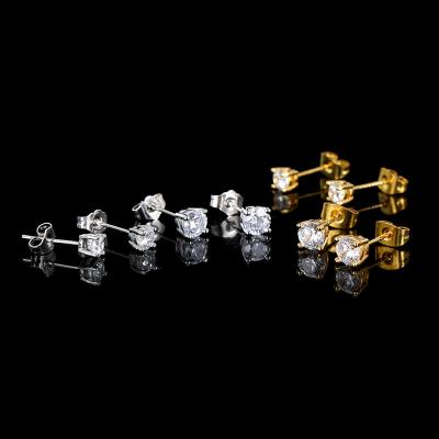 China Hiphop Nuoya Wholesale Hip Hop Fashion Gold Plated Women Round Brass Zircon Stud Earrings for sale