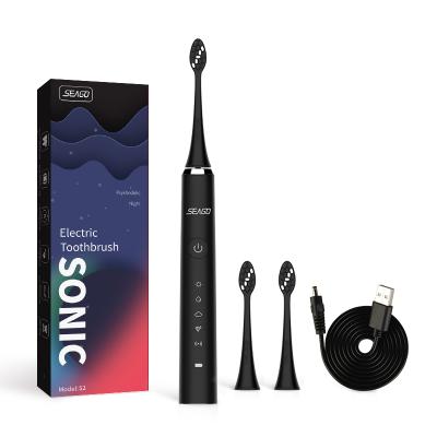 China Wholesale SEAGO USB Rechargeable SG-972 Sonic Black Electric Toothbrush For Adults for sale