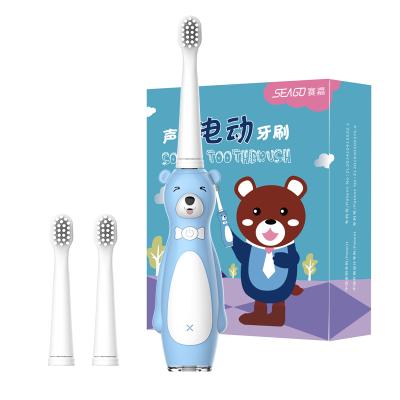 China SG2008 Factory Direct Wholesale Car SEAGO Kids Sonic Silicone Smart Kids and Children Rechargeable Toothbrush for sale