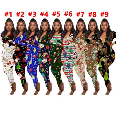 China New Breathable Wholesale Designer Long Sleeve Jumpsuit Pattern Christmas Rompers Onesie Pajamas Overalls For Women for sale