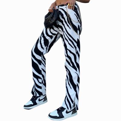 China 2021 New Fashion Zebra Print Pants Street Wear Low Waist Button Breathable Casual Hip Hop Pants For Women for sale