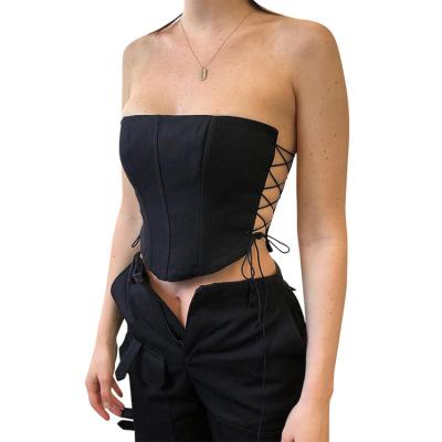 China Other Bustiers Spring Summer Fashion Lift Up Wear Underbust Lace Women Sexy Strapless Tube Suction String Body Corset Top Top for sale