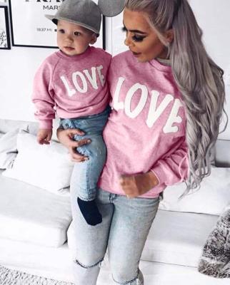 China Winter 2021 Breathable Letter LOVE Print Autumn Parent-child Sweater Baby Outfits Long Sleeve Round Neck for Boys and Girls for sale