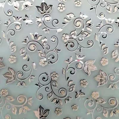 China Kitchen Ice Flower Glass Acid Etched Patterned Glass For Bathroom Shower Door Panels Low Price for sale