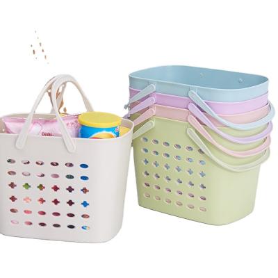 China Multi-functional Drain Minimalist Portable Dirty Plastic Hollow Bath Basket Storage Clothes Basket Storage Basket for sale