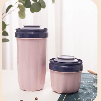 China Airtight Household Plastic Storage Container Double Food Container Lid Home Kitchen Grain Open Storage Box Freshness Preservation for sale